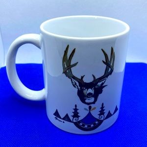American Indian Pattern And Deer With Great Antlers Coffee Mug